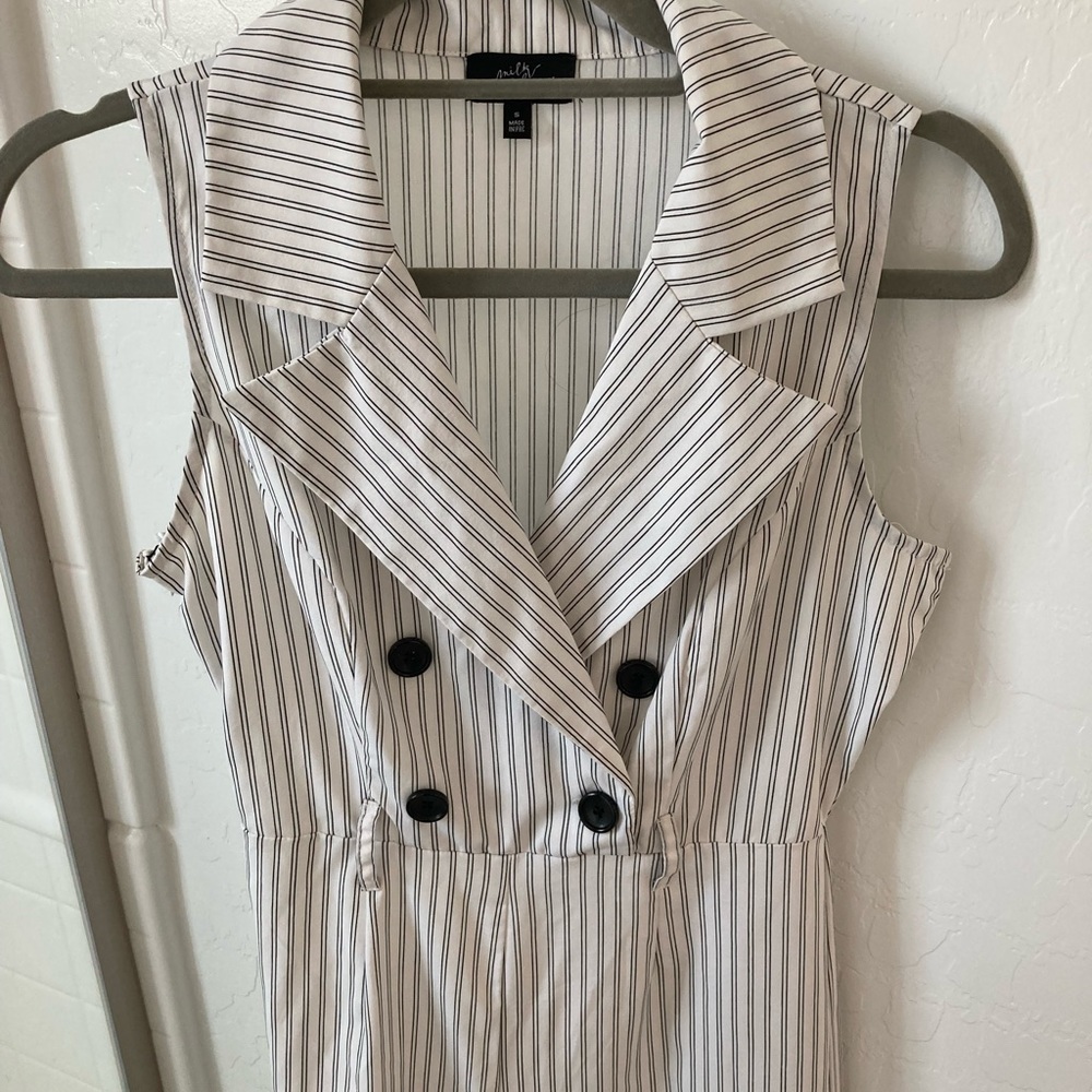 Small white pinstripe jumpsuit